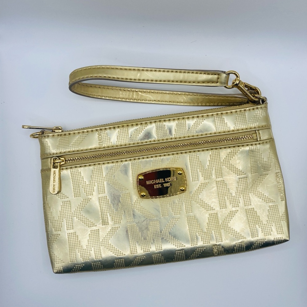 Michael Kors Gold Clutch/Wristlet/Purse and Gold Hardware